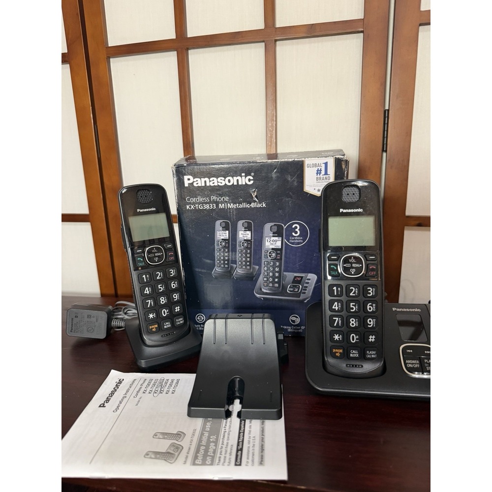Panasonic KX-TG3833 (M) 2-Handset Black Cordless Phone System w/Answering System